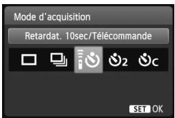 Mode d'acquisition Retardat. 10sec/Télécommande SET OK