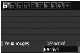 Yeux rouges Désactivé Activé