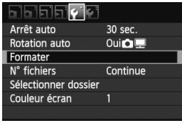 Arrêt auto 30 sec. Rotation auto Oui Formater N° fichiers Continue Sélectionner dossier Couleur écran 1
