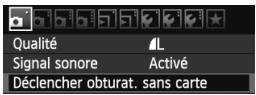 Qualité Signal sonore Déclencher obturat. sans carte