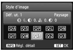 Style d'image Déf. ut. 1 Paysage 6, 0, 0, 0 A S P L N F M 1 2 3 INFO, Régl. détail SET OK