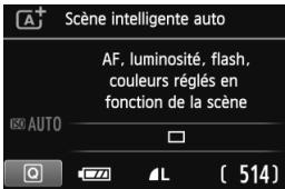 Scène intelligente auto AF, luminosité, flash, couleurs réglés en fonction de la scène AUTO [514]