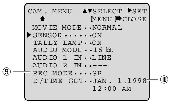 CANON XL1 - Camera menu (CAM. MENU) - 2