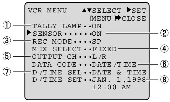 CANON XL1 - VCR menu - 1
