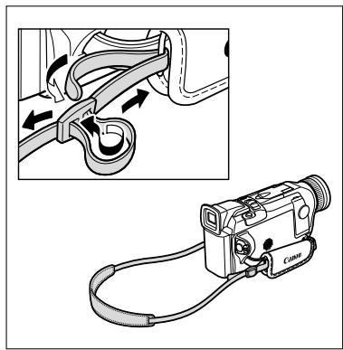CANON MVX100I - Installazione della cinghia per trasporto a tracolla - 1