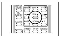 ZERO SET MEMORY TBD AUDIO OUT AUDIO DUB REW←→ PLAY→ FF→ -4/4 STOP -1/10 PAUSE SLOW+ × 2 AV INSERT AV -DV REMOTESET