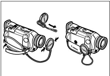 CANON MVX100I - Installazione del copriobiettivo - 1