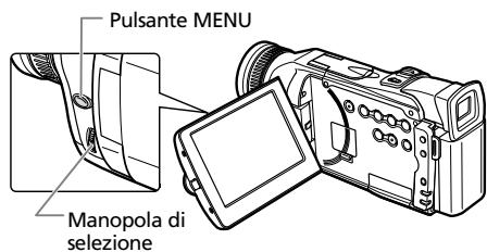 Pulsante MENU Manopola di selezione