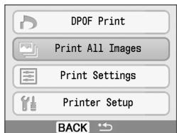 CANON SELPHY CP770 - Druk op  (MENU) en selecteer [Print All Images/ Alles afdrukken] met  of  . - 1
