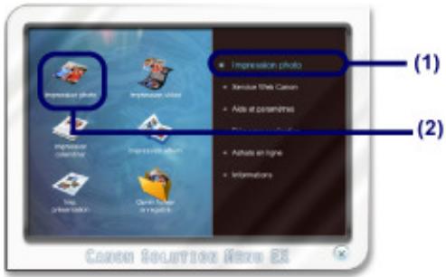 CANON PIXMA IP4850 - Sélectionnez la fonction d'une application que vous souhaitez démarrer. - 1