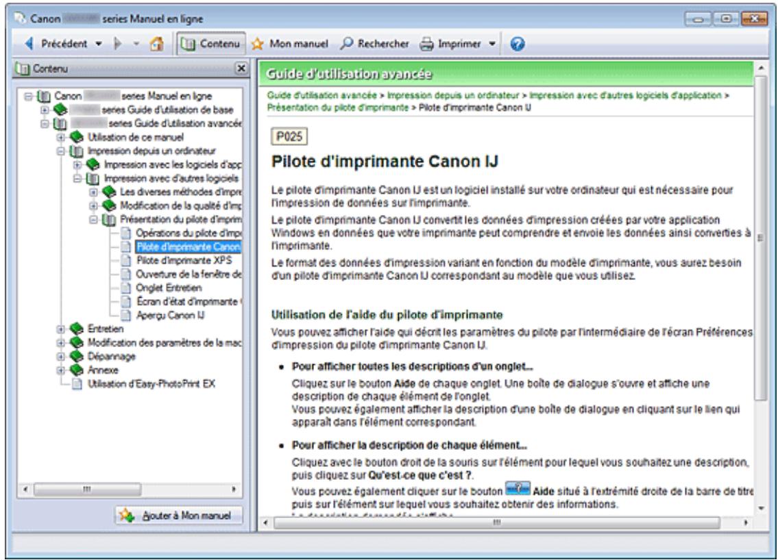CANON PIXMA IP4850 - Utilisation du volet Contenu - 1