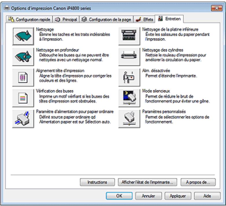 CANON PIXMA IP4850 - Onglet Entretien - 1