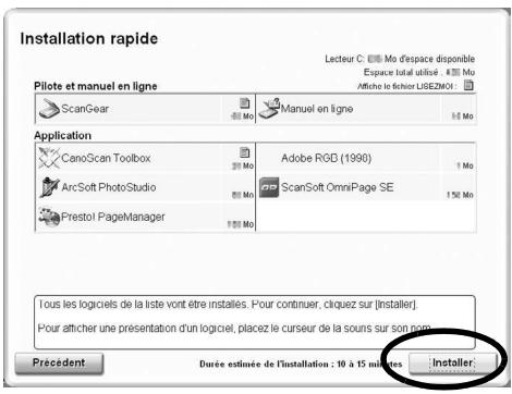CANON CANOSCAN 4400F - Cliquez sur [Installer] pour lancer l'installation. - 2