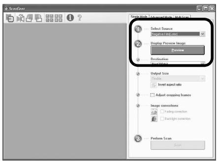 ScanCover Select Source Display Preview Image Preview Destination Output Size Enable Inlet aspect ratio Adjust cropping frames Image corrections Fading correction Blacklight correction Perform Scan Scan
