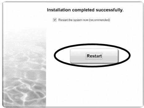 Installation completed successfully. ✓ Restart the system now (recommended) Restart