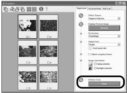 ScanColor 1 ? 2 3 4 5 6 Single Mode Advanced Mode Multi Scan 1 Select Source: Negative HbIuColor 2 Display Preview Image Preview Destination Pain(300dpi) Output Size Flexible Invert aspect ratio Adjust cropping frames Image connections I ending correction Backlight correction 3 Perform Scan Scan