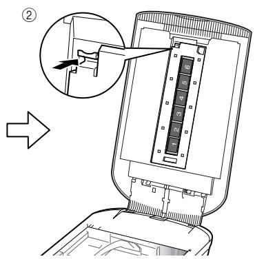 Technical diagram showing a device with labeled components and an inset view of a mechanical assembly detail.