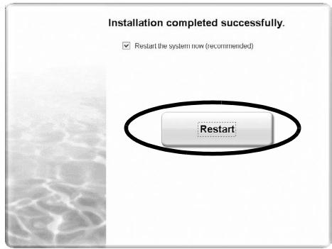 Installation completed successfully. ✓ Restart the system now (recommended) Restart