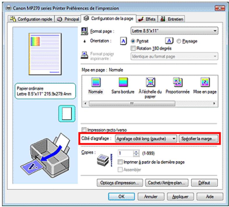 CANON MP250 - Définition de la marge d'agrafage - 2