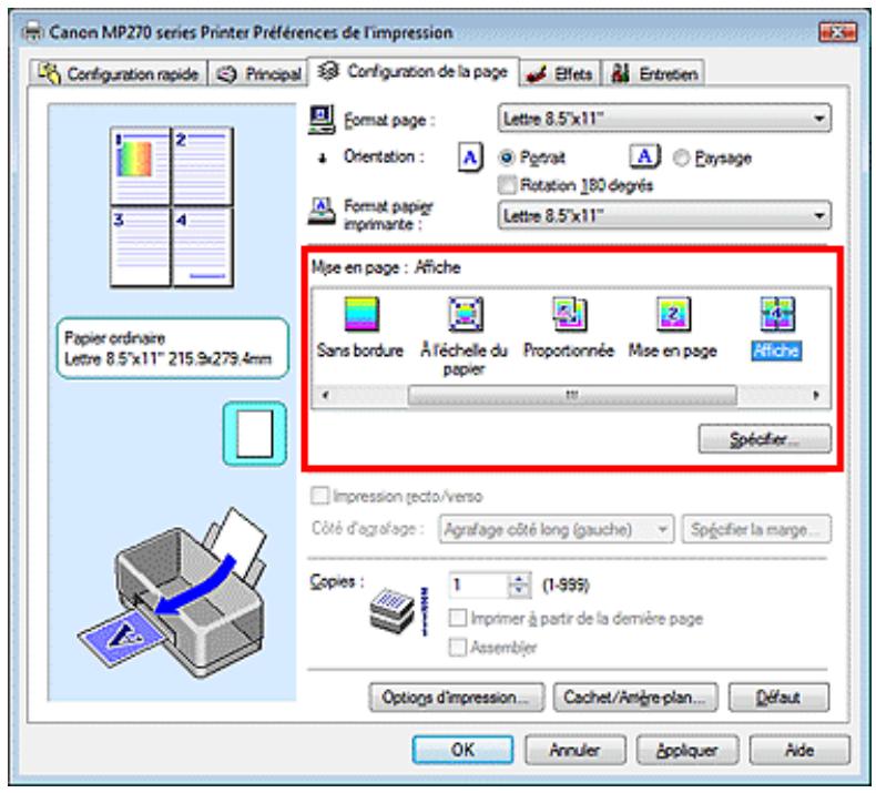 CANON MP250 - Configuration de l'impression d'affiche - 1
