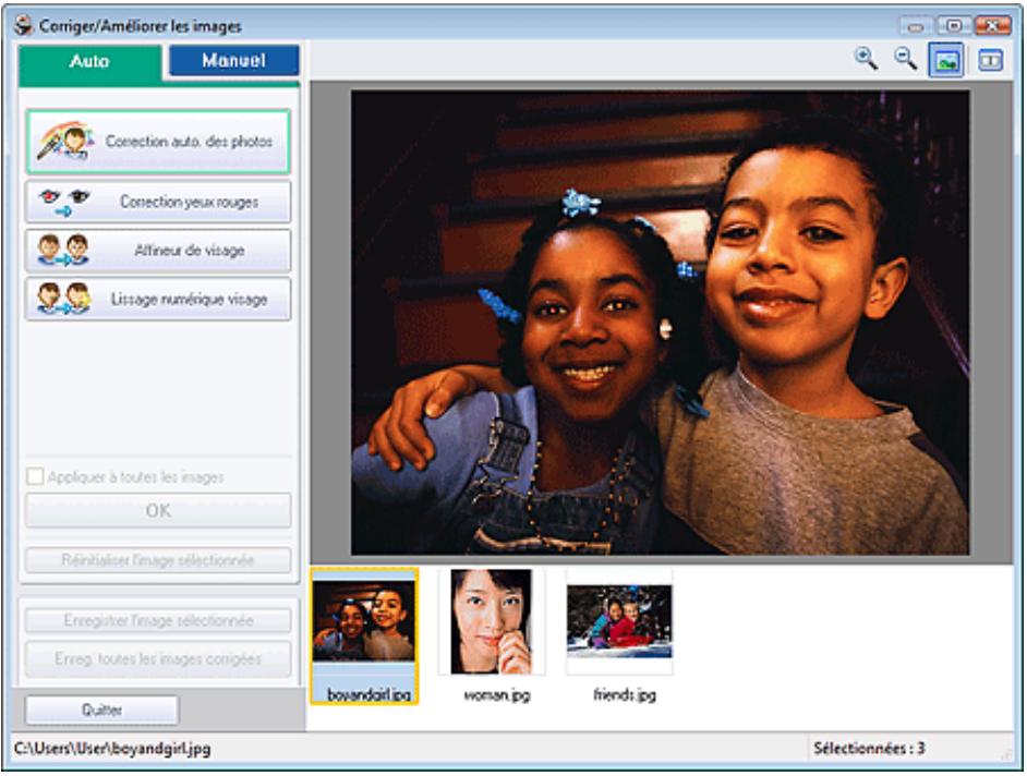 CANON MP250 - Sélectionnez des photos dans l'écran sélection des images, puis cliquez sur le bouton (corriger/améliorer les images). - 1