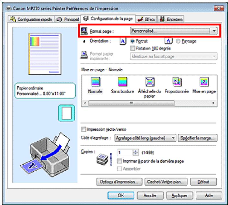 CANON MP250 - Sélectionnez le format du papier - 1