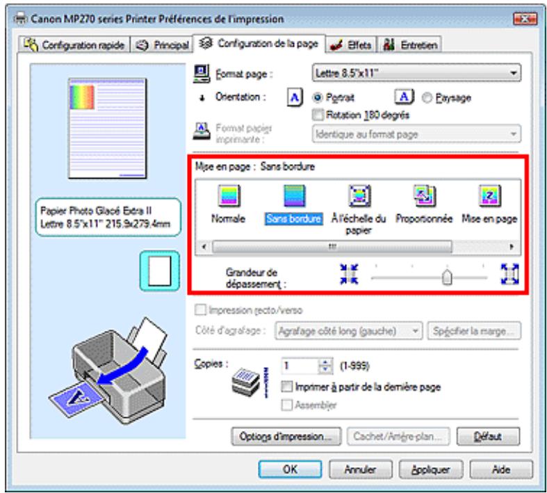 CANON MP250 - Définition d'une impression sans bordure - 1