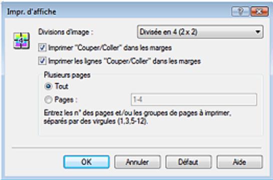 CANON MP250 - Indiquez le nombre de divisions d'image et les pages à imprimer - 1