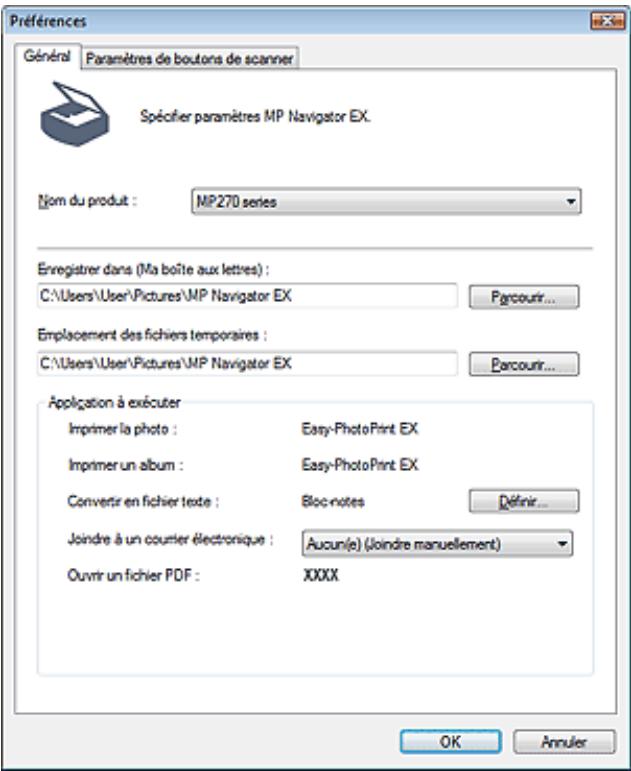 CANON MP250 - Boîte de dialogue préférences - 1
