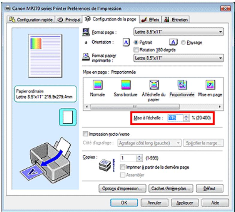 CANON MP250 - Définissez une échelle - 1