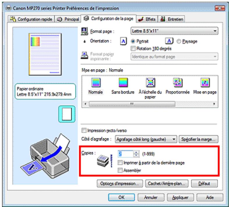 CANON MP250 - Définition du nombre de copies et de l'ordre d'impression - 5