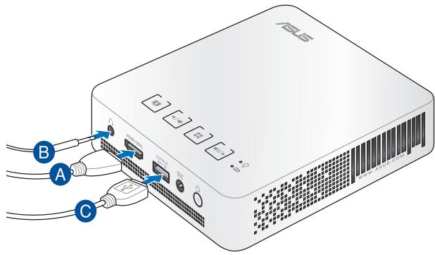 ASUS S1 - Connectez le projecteur à votre appareil. - 1