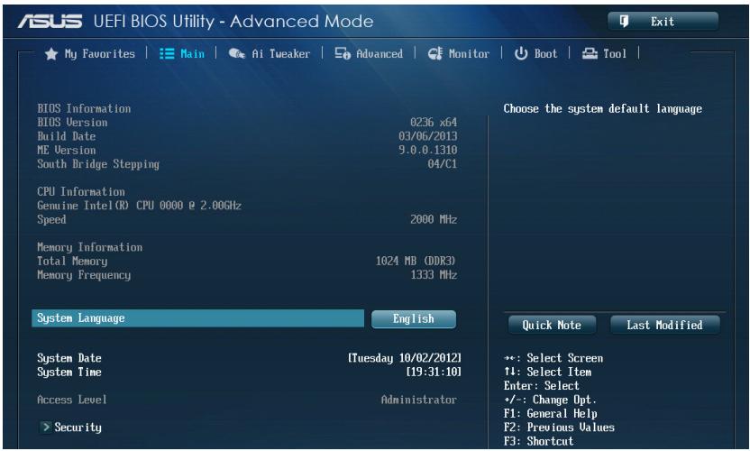 ASUS Z87-K - Menu Main (Principal) - 1