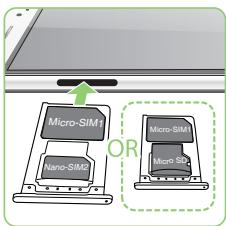 ASUS ZENFONE 3 DELUXE ZS570KL,  ZENFONE 3 ZE520KL,  ZENFONE 3 ZOOM ZE553KL - To install a micro SIM/ nano SIM/ microSD card: - 2