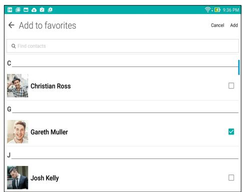 ASUS ZENPAD 10 - Spécifier vos contacts favoris - 1