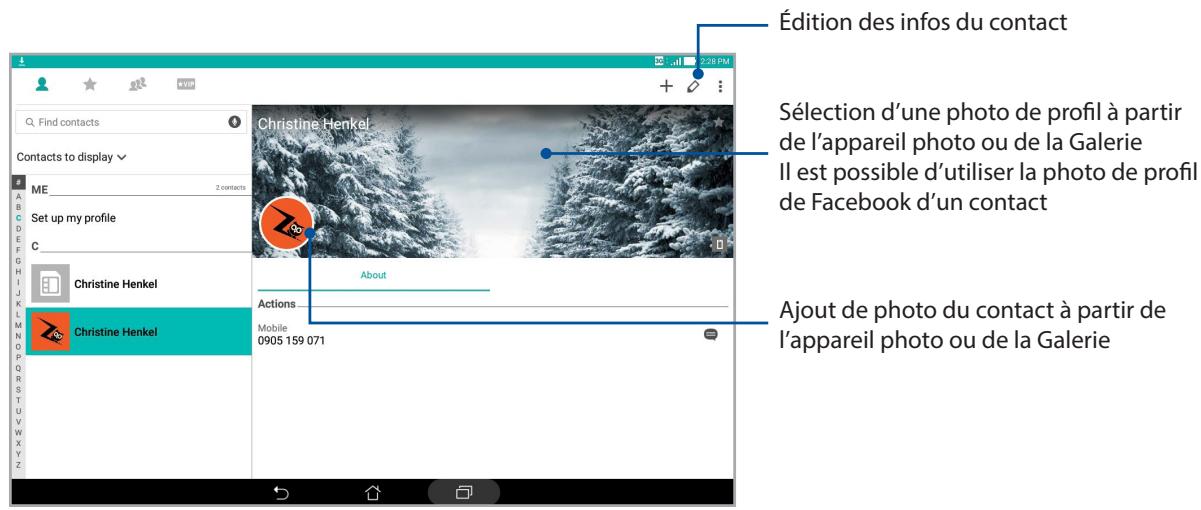 ASUS ZENPAD 10 - Personnaliser le profil d'un contact - 1