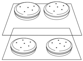 WHIRLPOOL WOD93EC0AS - Rack positions and pan placement for layer cakes in 30" (76.2 cm) Convection and Non-Convection ovens - 1