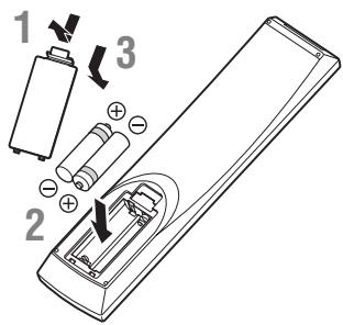 YAMAHA BD-S673,  BDS673,  BDS673,  BDS 673,  BDS673,  BDS673 - Caricamento delle batterie nel telecomando - 1