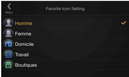 ALPINE X901D-G7 - Appuyez sur l'icone que vous souhaitez modifier dans la liste des icones. - 1
