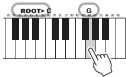 YAMAHA PSR-E353 - À titre d'exemple, nous allons apprendre à jouer l'accord GM7 (septième majeure G (sol)). - 1
