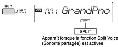 YAMAHA PSR-E353 - Appuyez sur la touche [SPLIT] pour activer la fonction Split. - 1