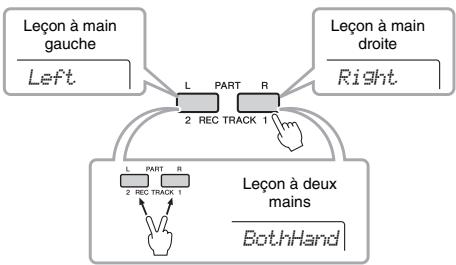 YAMAHA PSR-E353 - Appuyez sur une des touches [R] et [L] ou sur les deux pour sélectionner la partie sur laquelle vous voulez vous exercer. - 1
