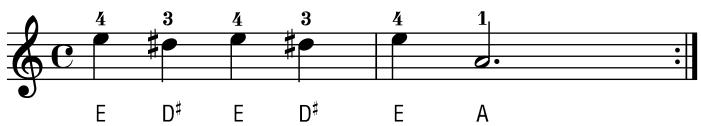 4 3 4 3 4 1 E D# E D# E A