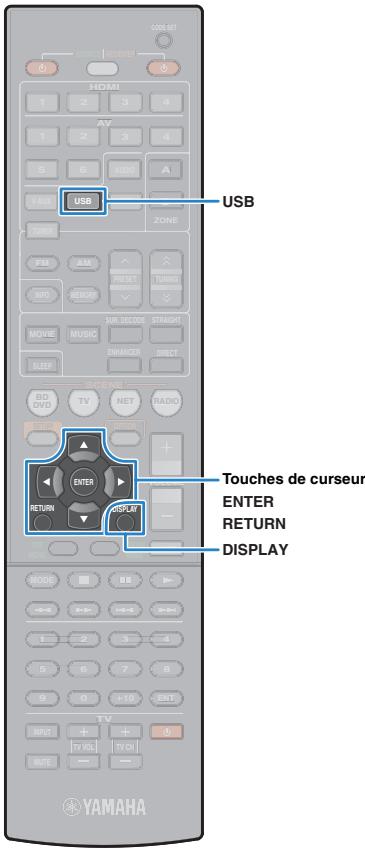YAMAHA RX-V473 - Raccordez le cable USB à la prise USB. - 5