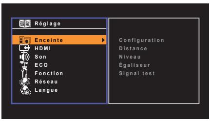 YAMAHA RX-V473 - Configuration des diverses fonctions (menu Réglage) - 2