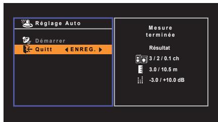 YAMAHA RX-V473 - Pour enregistrer les résultats de mesure, utilisez les touches de curseur ( / ) pour selectionner « ENREG. » et appuyez sur ENTER. - 1