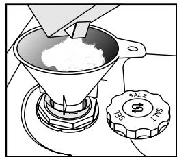 WHIRLPOOL ADG 4440 FD - Filling the salt reservoir - Dissolve limescale (not necessary if water hardness level is set to "soft")! - 3