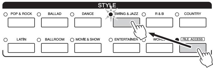 YAMAHA TYROS5 - Mémorisation des chemins d'accès aux morceaux/styles - 3