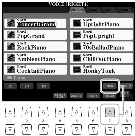 YAMAHA TYROS5 - Exemple d'écran de sélection de sonorité PRESET - 2