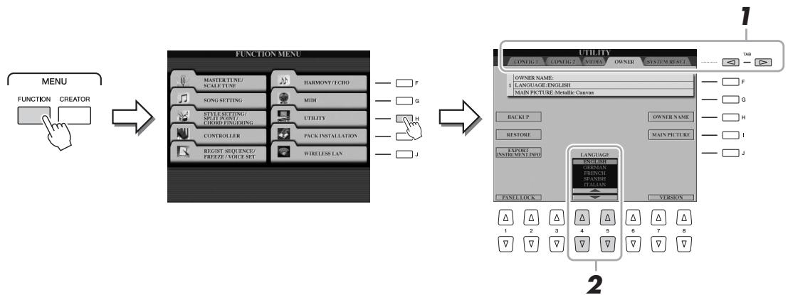 YAMAHA TYROS5 - Appelez l'écran OWNER (Propriétéaire). - 1